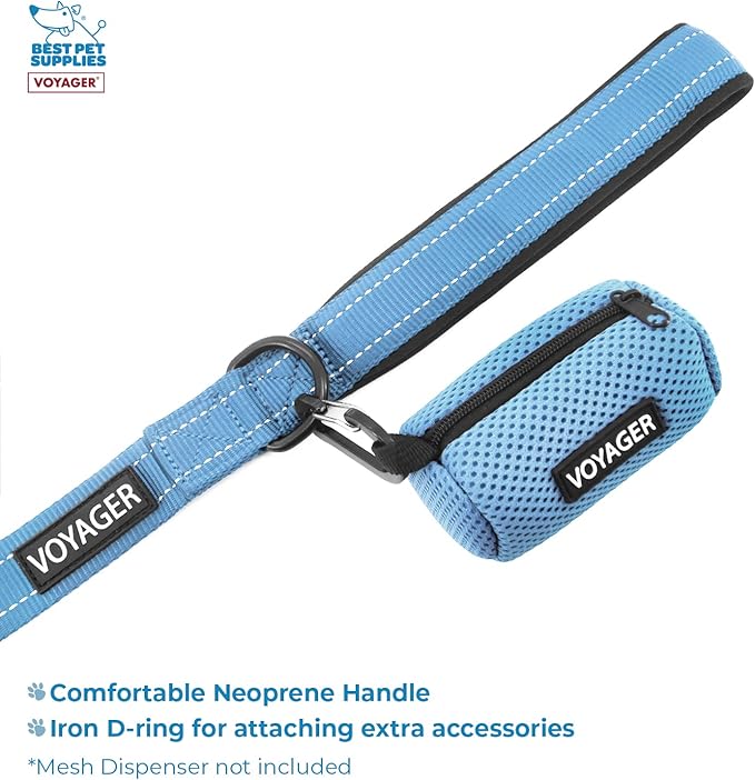 Voyager Step-in Air All Weather Mesh Harness and Reflective Dog 5 ft Leash Combo with Neoprene Handle, for Small, Medium and Large Breed Puppies by Best Pet Supplies - Blue, X-Large