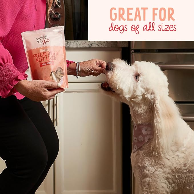 Love Leo Freeze Dried Beef Liver Dog Treats (2 Pack) – Single Ingredient - Without Additives and Fillers – All-Natural Grain Free Dried Liver Dog Treats for Training