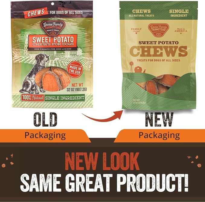 Gaines Family Farmstead Sweet Potato Chews for Dogs - 32 oz Single Ingredient, Sweet Potato Dog Treats, High Fiber, Grain-Free, Rawhide Alternative, Vitamin-Rich, Made in USA