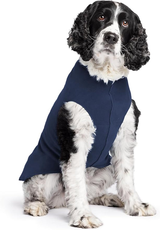 Stretch Fleece Dog Coat, Stretchy Pet Sweater, Machine Washable Pullover for Winter and Fall, Navy, 20