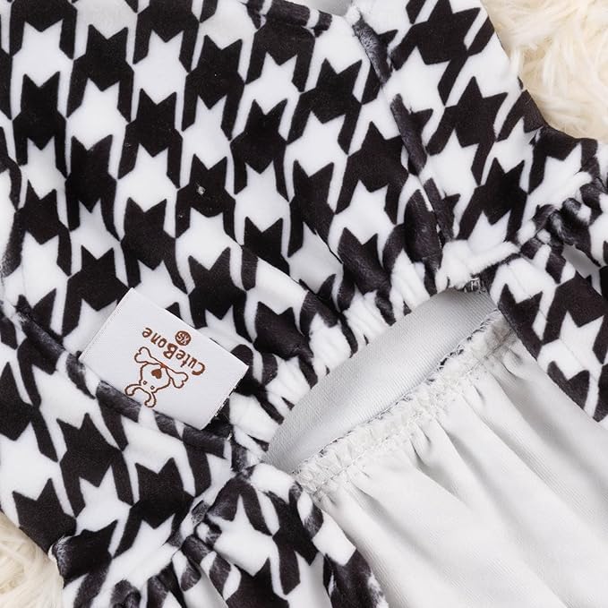 CuteBone Turtleneck Dog Velvet Dress Puppy Skirt Costume Pet Clothes Cat Apparel with Bow Hair Rope for Small Dogs CVD04L