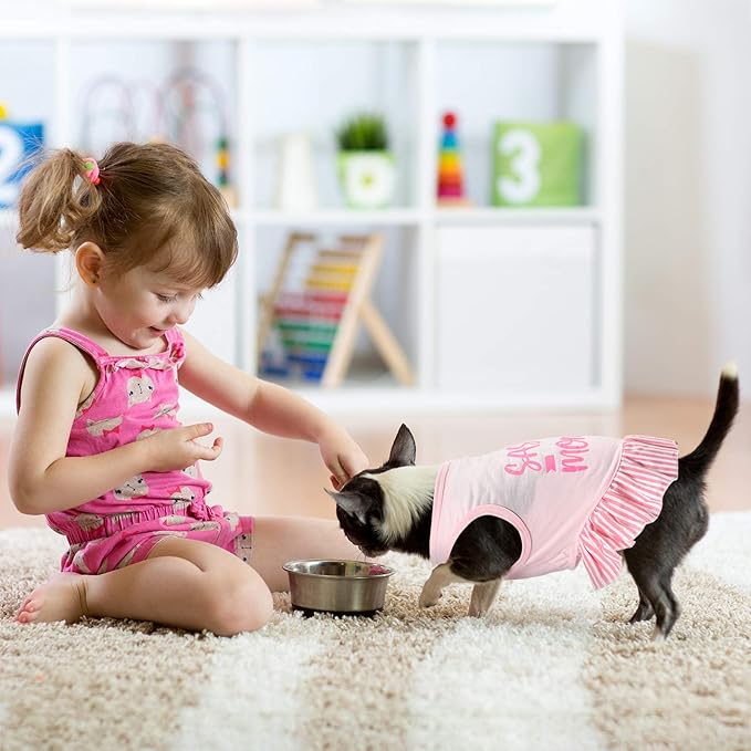 Weewooday 4 Pieces Pet Dress Shirt Cute Pink Dog Sundress Printed Dog Princess Dress Puppy Summer Apparel Clothes Pet Skirt Shirt with Ruffles Cloth for Small Dogs Cats Puppy(XS)