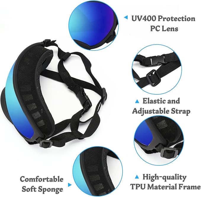 Large Dog Sunglasses with UV Protection and Adjustable Strap for Medium and Large Dogs