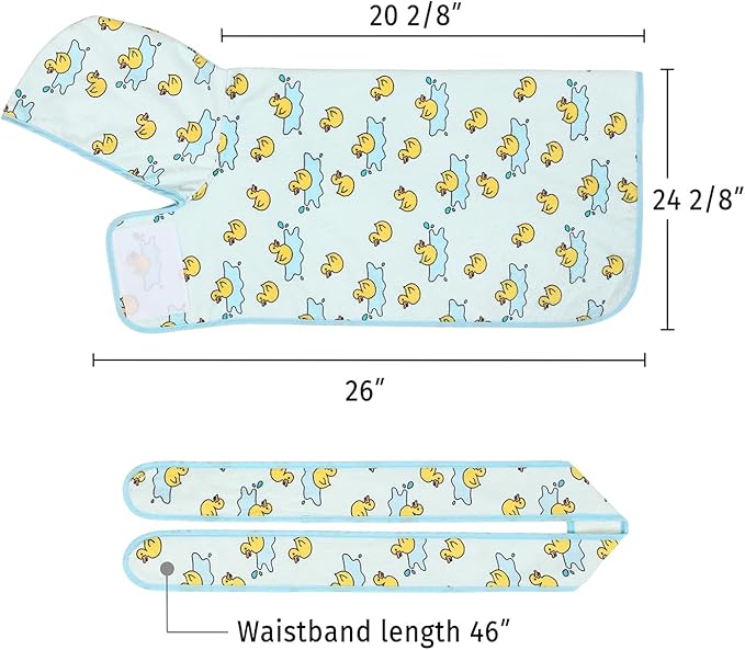 HDE Dog Bathrobe Super Absorbent Quick Drying Towel with Hood for All Dog Breeds Sizes S-XXL - Rubber Duck Puddles - M