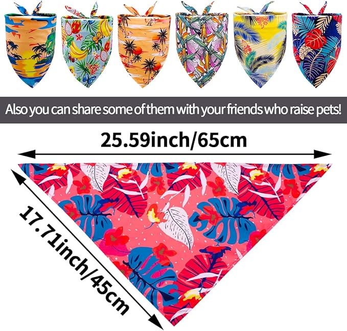 100PCS Dog Bandanas Hawaii Bulk Summer for Small Medium Dog Palms Leaves Fruits Flamingos Bench Ocean Triangle Bibs Scarves Boys Girls Grooming Accessories
