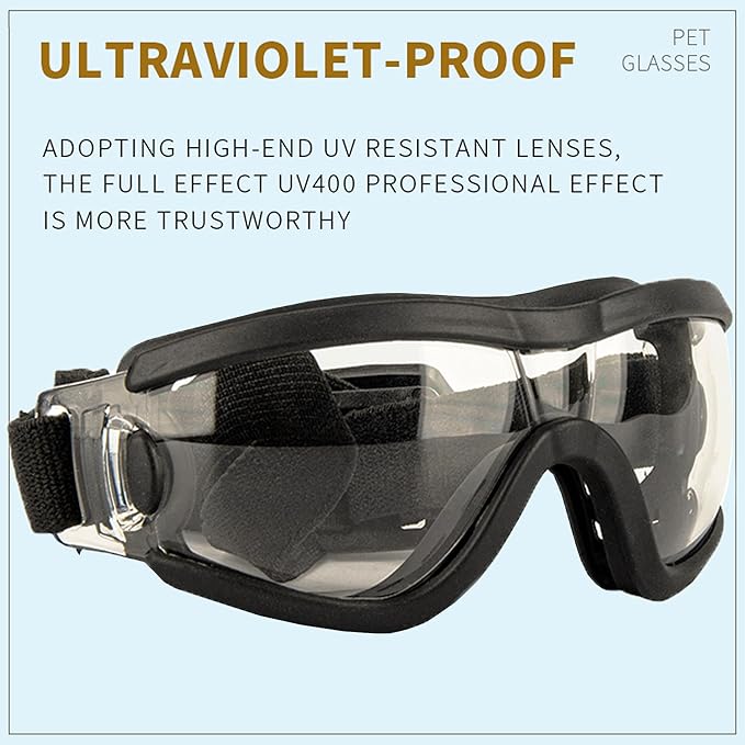 Small Dog Sunglasses with Adjustable Strap UV Protection, Winproof Puppy Sunglasses, Suitable for Dogs Eyes Protection，Soft Dog Goggles