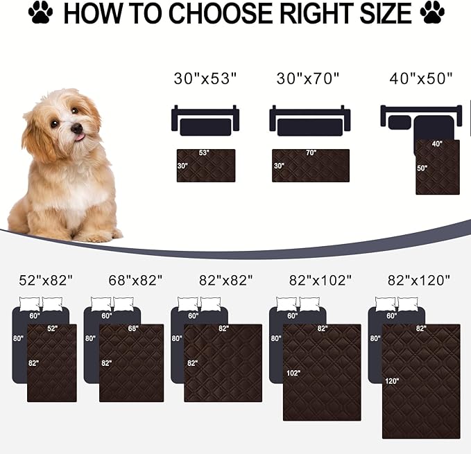 Smiry Waterproof Dog Blanket, 82x102 Inch Soft Pet Bed Cover Reversible, Washable Sofa Couch Furniture Protector for Small Medium Large Dog Puppy Cat, Chocolate/Dark Grey