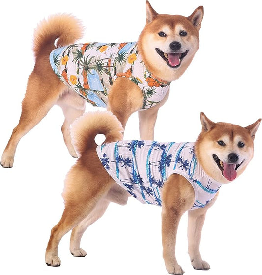 Hawaiian Dog Shirts,Quick Dry Summer Cooling Mesh Coconut Printing T-Shirt for Small Dogs,Blue+Yellow S