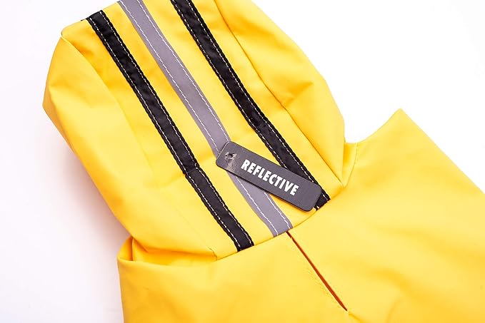 SPOT Rainy Days Slicker - Yellow Dog Rain Jacket With Hood, Reflective Strip for Safety, Leash Hole & Adjustable Velcro Belly Strap, 100% Polyester Water Resistant Pet Raincoat - XX-Large, 25in Long