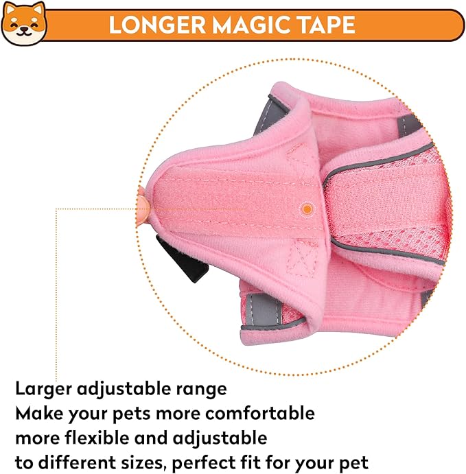 Dog Harness with Leash Set, No-Pull Step-in Reflective Pet Harness with 1 Leash Clips, Adjustable Soft Padded Easy Walk Dog Vest for Small Medium Large Dogs, Cats(Light Pink, XXXSmall)