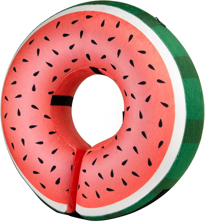 BENCMATE Protective Inflatable Collar for Dogs and Cats - Soft Pet Recovery Collar Does Not Block Vision (Small, Watermelom)