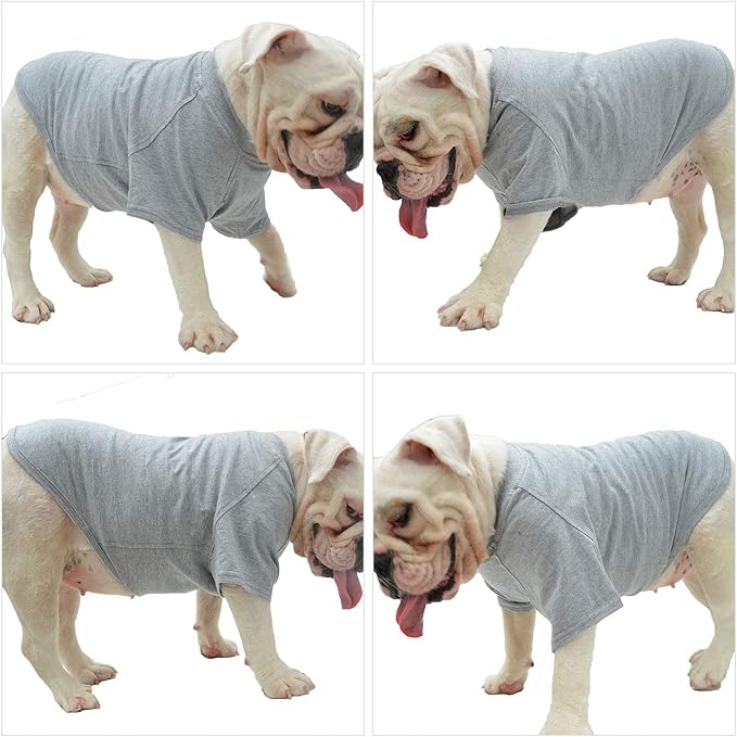 Lovelonglong Pet Clothing Dog Costumes Basic Blank T-Shirt Tee Shirts for Small Dogs Gray L