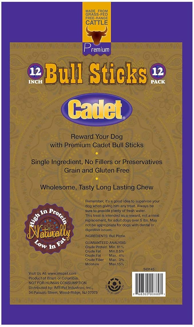 Cadet Gourmet Bull Sticks 12 Pack, 21 oz (949145)