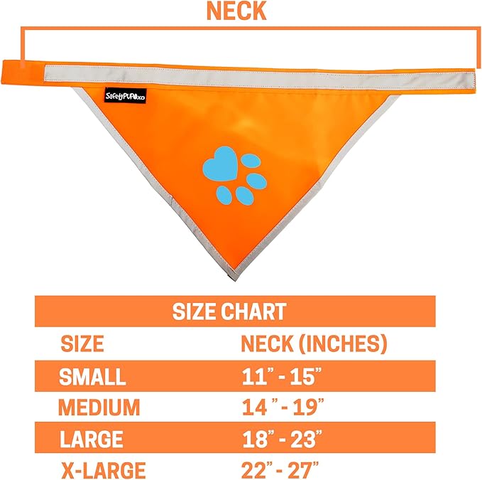 Orange Dog Bandana. Hi-Visibility Reflective Blaze Orange Bandana for Large and Small Pets. Safety Accessories for Walking, Camping, and Off Leash Exploration.