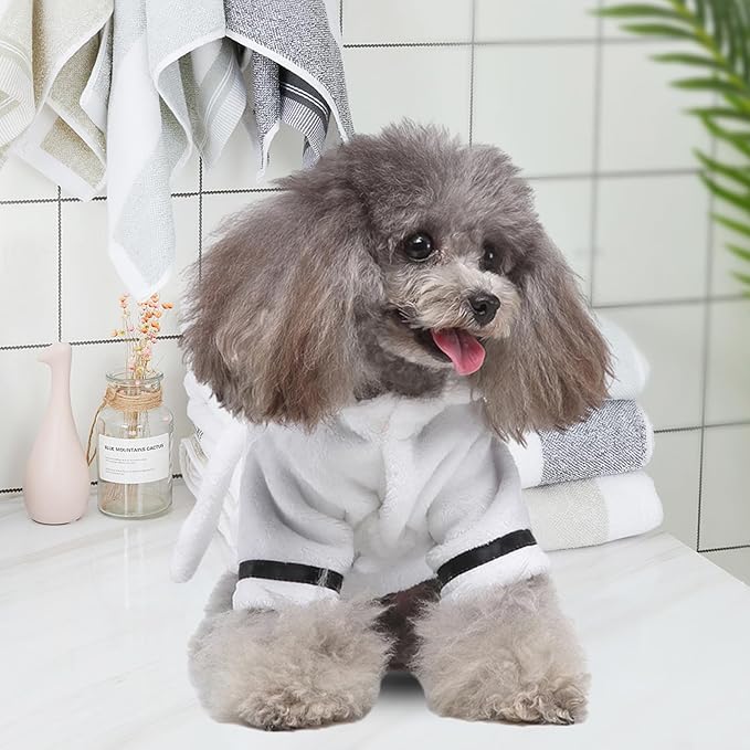 Petyoung Pet Bathrobe Dog Pajama Thickened Hooded Bathrobe Quick Drying and Super Absorbent Dog Bath Towel Soft Pet Nightwear for Puppy Small Dogs Cats