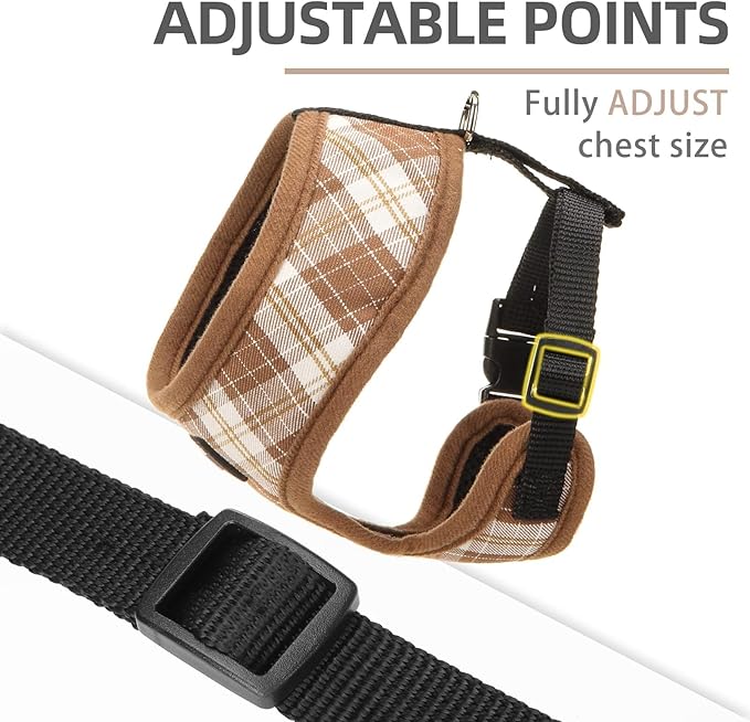 PUPTECK Soft Mesh Dog Harness and Leash Set Pet Puppy Cat Comfort Padded Vest No Pull Harnesses, Brown, L