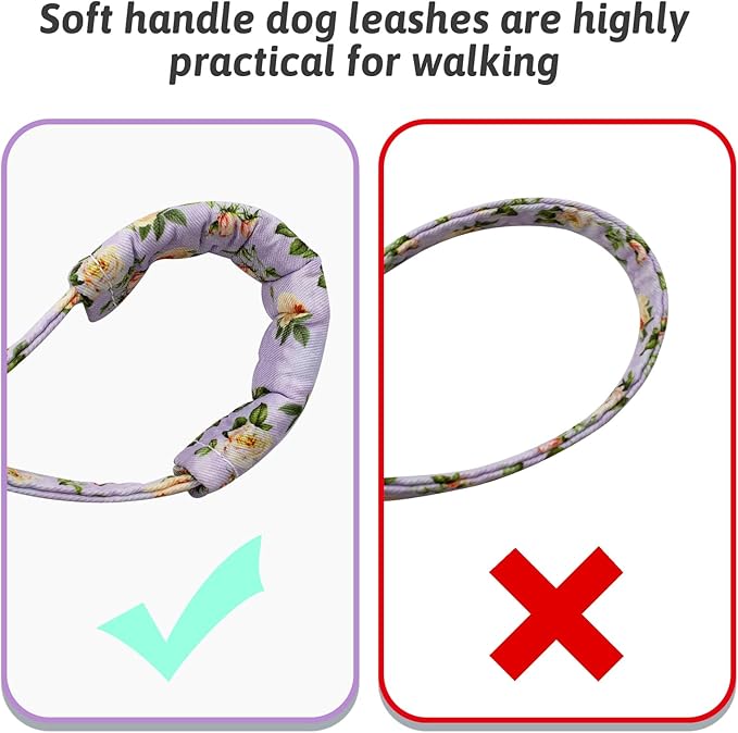 Dog Collar and Leash Set Girls Adjustable Puppy Collars with Floral Bow Tie for Small Medium Large Female Dogs, Light Purple Flower, XS
