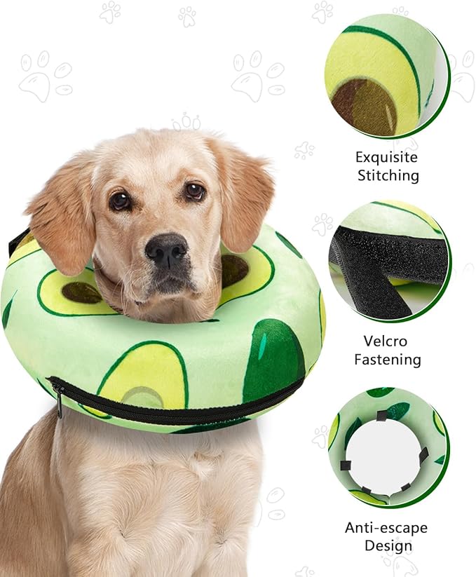 Dog Cone Collar for Small to Large Dogs for After Surgery, Pet Inflatable Neck Donut Collar Soft Protective Recovery Cone for Dogs and Cats - Alternative E Collar Does Not Block Vision - Avocado,XS