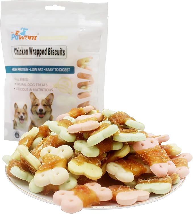 Dog Treats Biscuits Wrapped in Chicken Chews for Small Dog no Rawhide 0.5lb/227g