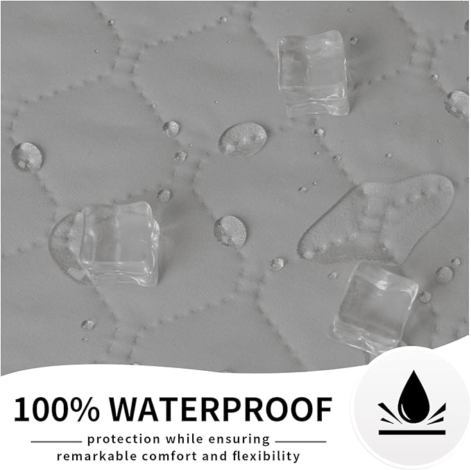 Easy-Going 100% Waterproof Dog Bed Cover Reversible Leak Proof Couch Cover Washable Sofa Cover Furniture Protector Blanket for Pets Kids Children Dog Cat (30x53 Inch, Light Gray/Ivory)