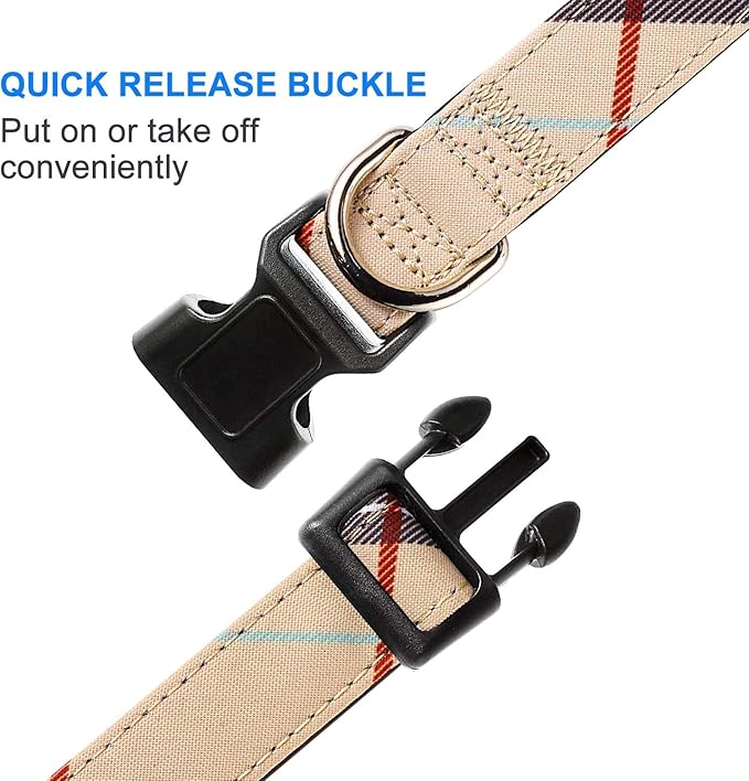 Nylon Dog Collar Soft Neoprene Padded Adjustable Dog Collars for Small Medium Large Dogs (XS Neck 9"-12", Beige)