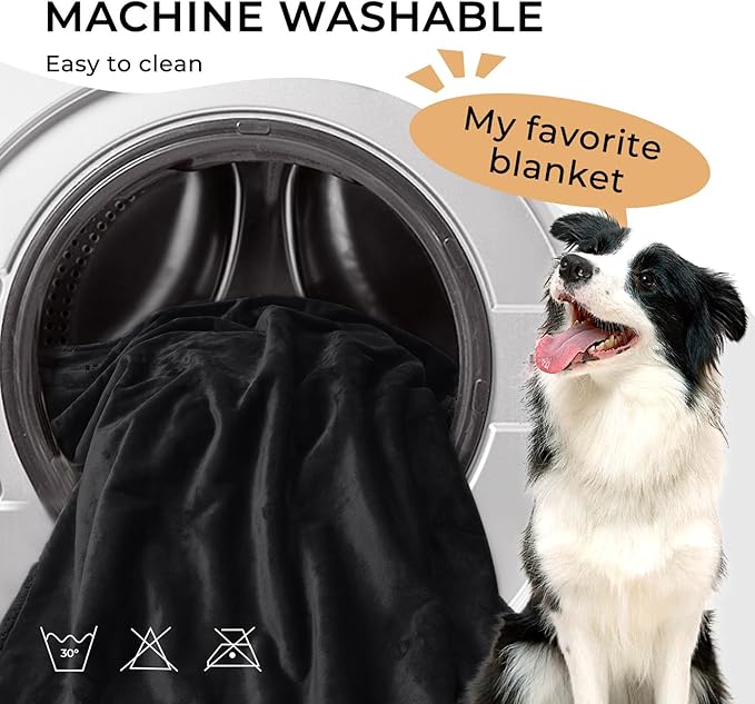 Luciphia Waterproof Blanket for Large Dogs Liquid Proof Furniture Protector Washable Pet Reversible Bed Cover for Couch Soft Sherpa Fleece Cat Blankets for Small Medium Black Medium（57" x 40"）