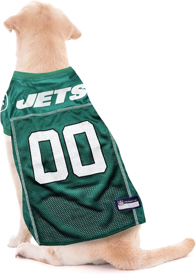 Pets First NFL New York Jets Dog Jersey, Size Large - Licensed Football Jersey Costume for Dogs