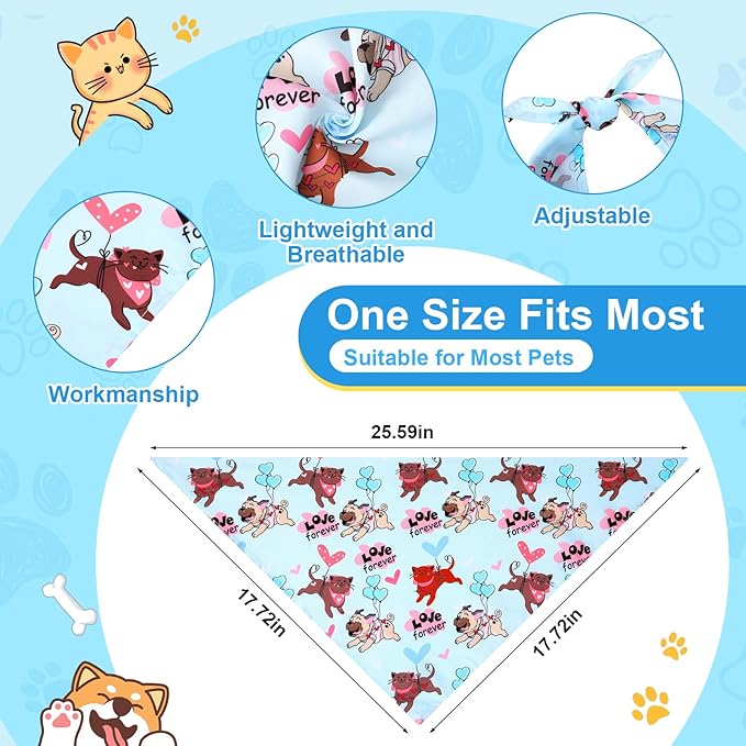 72 Pcs Dog Bandanas Bulk for Summer Adjustable Washable Pet Triangle Scarf Soft Kerchief Bib for Summer Holiday Pet Costume Accessories(Cartoon Pattern)