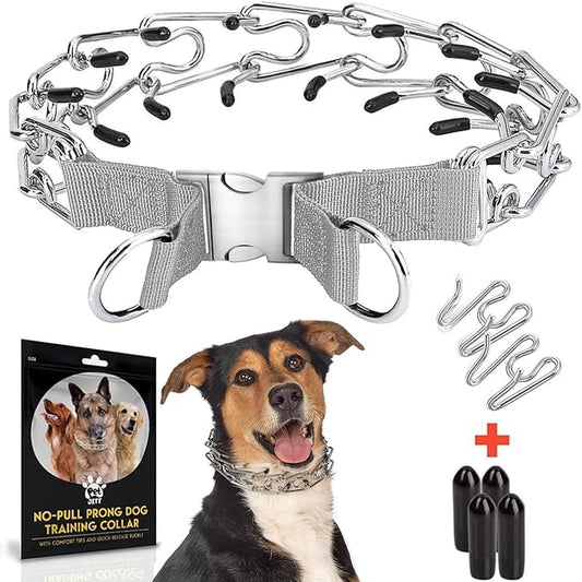PetJett Prong Collar for Dogs - No Pull Choke Collar, Pinch Collar, Dog Training Collar & Dog Walking Tool for Small, Medium, or Large Breed - Stainless Steel Metal Choker Chain