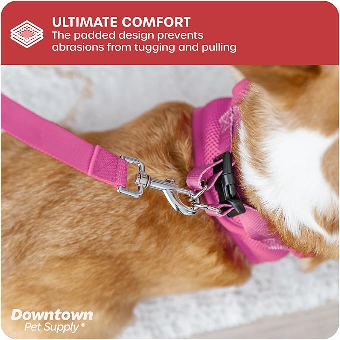 Downtown Pet Supply Step in Dog Harness for Small Dogs No Pull, Small, Pink - Adjustable Harness with Padded Mesh Fabric and Reflective Trim - Buckle Strap Harness for Dogs