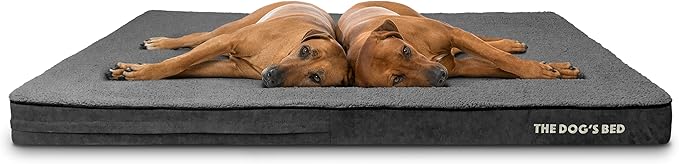 The Dog’s Bed Orthopedic Memory Foam Jumbo Dog Bed, XXXL Grey Plush 64x44, Pain Relief for Arthritis, Hip & Elbow Dysplasia, Post Surgery, Lameness, Supportive, Waterproof Washable Cover