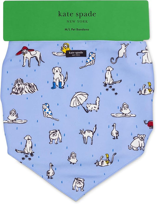 kate spade new york Pet Bandana for Boy or Girl Dogs, Lightweight Bandana for Dog, Cute Dog Scarf for Medium or Large Pets, Raining Cats & Dogs
