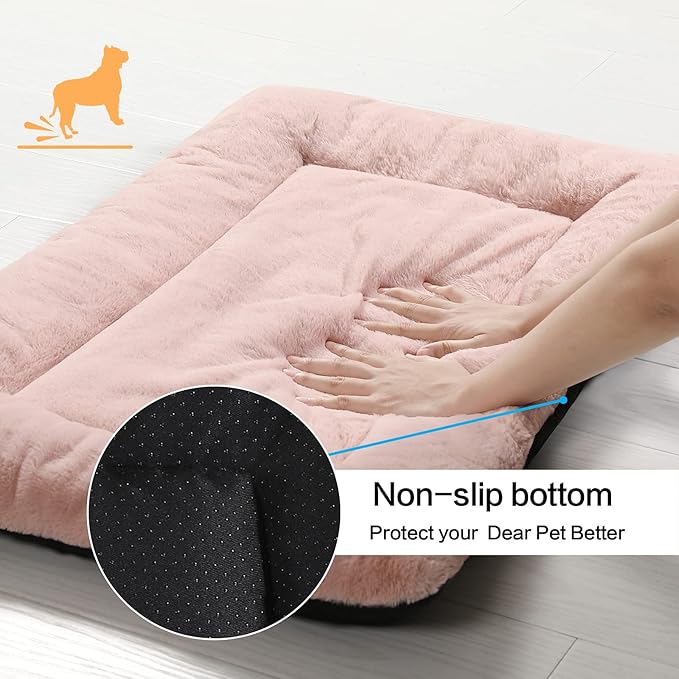 Ultra Soft Dog Bed & Kennel Pad for Medium Dogs, Fit Metal Crates - Washable & Anti-Slip, Cozy Sleeping Mat - Pink, 30"