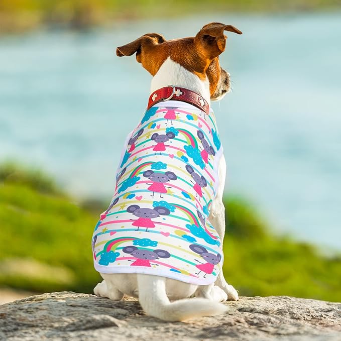 Saintrygo 10 Pcs Lovely Puppy Shirts Print Dog Clothes Breathable Pet Cartoon Dog Shirt Clothes Sweatshirt for Puppy Cat(Large)