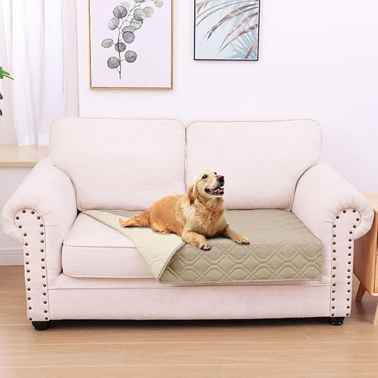 hyha Waterproof Dog Bed Blanket, Soft Pet Blankets, Waterproof Couch Cover for Dogs, Reversible Sofa Covers Washable for Furniture (30x53 Inch, Taupe/Beige)