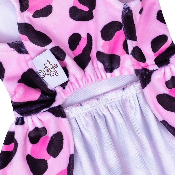 CuteBone Turtleneck Dog Velvet Dress Puppy Skirt Costume Pet Clothes Cat Apparel with Bow Hair Rope for Small Dogs CVD08XS