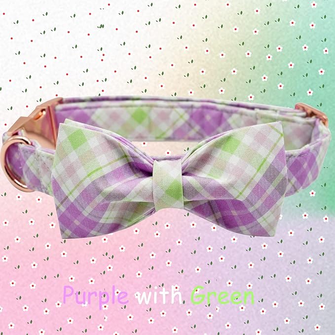 Elegant Plaid Collar With Cute Bow for X-Small Puppy and Cat