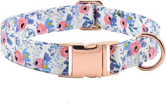 Metal Buckle Dog Collar, Durable Adjustable Dog Collar Soft for Small Medium Large Dogs (M(13-18in), Flower2)