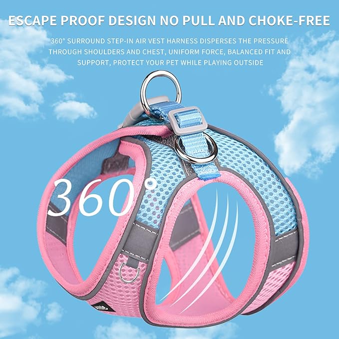 AIITLE Easy Walk Dog Harness and Leash Set - Pet Supply No Pull, Step in Adjustable Dog Harness with Padded Vest for Spring, Dog Harness No Choke Over, Easy to Put on Medium Dogs Pink L