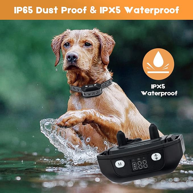 WIEZ GPS Wireless Dog Fence, Electric Dog Fence for Outdoor, Range 65-3281ft, Adjustable Warning Strength, Rechargeable, Pet Containment System, Harmless and Suitable for Most of Dogs(2 Collars)
