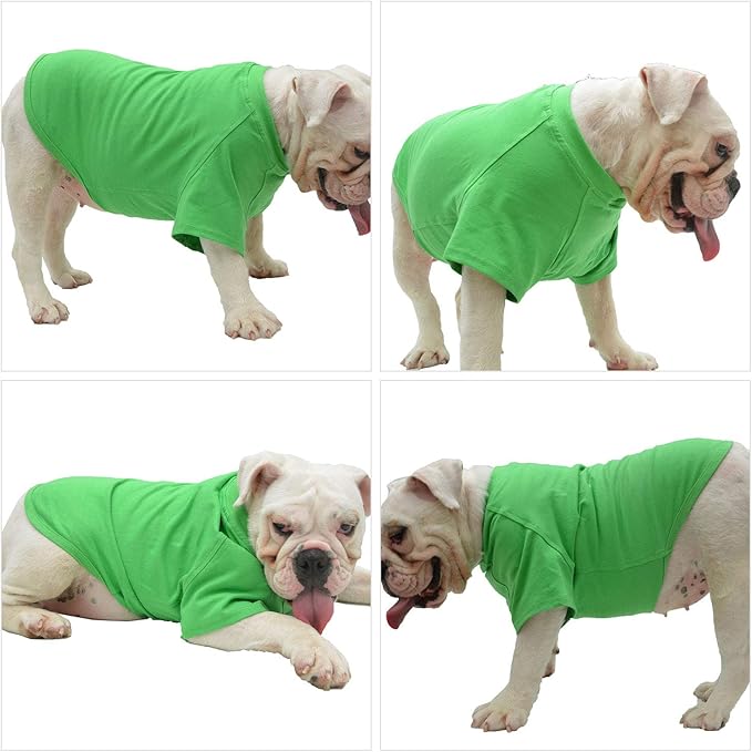 Lovelonglong Pet Clothing Dog Costumes Basic Blank T-Shirt Tee Shirts for Medium Large Dogs Green XXXL