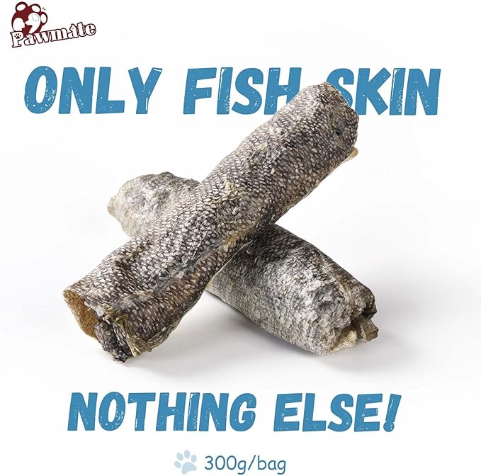 Cod Skins Dog Treats, All-Natural Chew Fish Skin Rolls, Rawhide-Free Natural One-Ingredient Healthy Dog Treat, Rich in Omega3 Protein 10.6 OZ