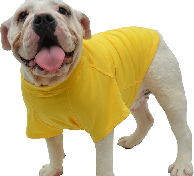 Lovelonglong Bulldog Clothes Dog Clothing Blank T-Shirt Tee Shirts for French Bulldog English Bulldog American Pit Bull Pugs 100% Cotton Skin Care Yellow B-S
