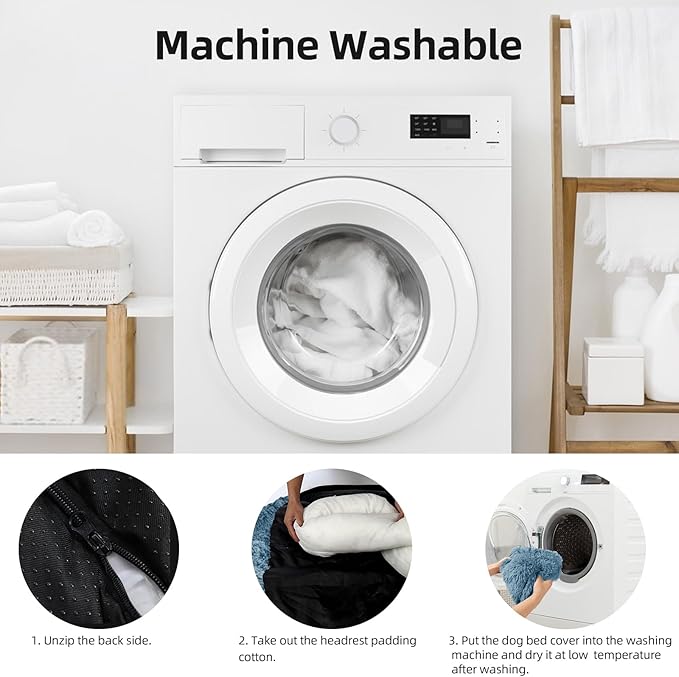 Calming Dog Bed Fluffy Plush Dog Mat for Furniture Protector with Removable Washable Cover for Large Medium Small Dogs and Cats (Extra Large (53x39.3x6), Navy)