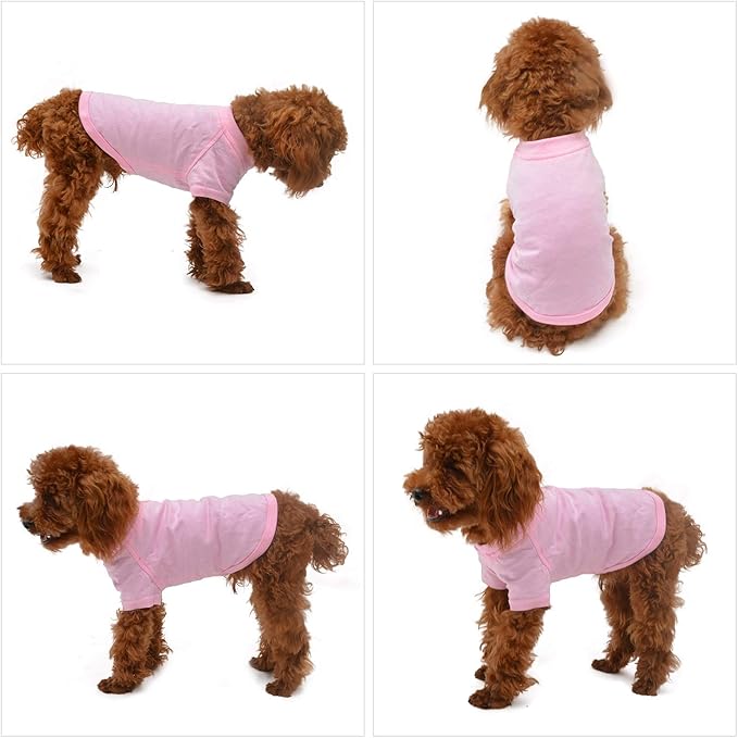 Lovelonglong Pet Clothing Dog Costumes Basic Blank T-Shirt Tee Shirts for Small Dogs Pink XS