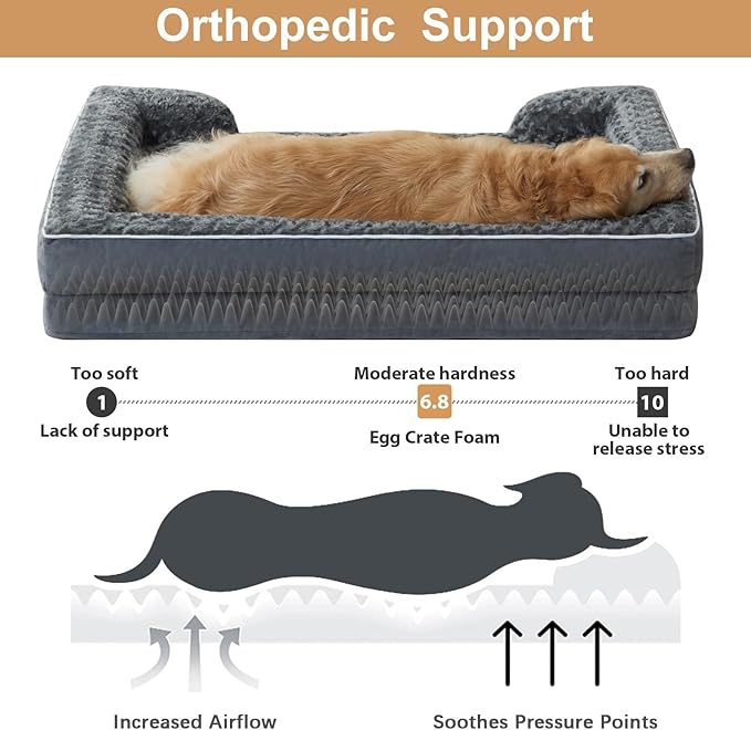WNPETHOME Waterproof Extra Large Dog Bed with Sides, Orthopedic XLarge Dog Couch Bed with Washable Removable Cover, Non-Slip Foam for Sleeping