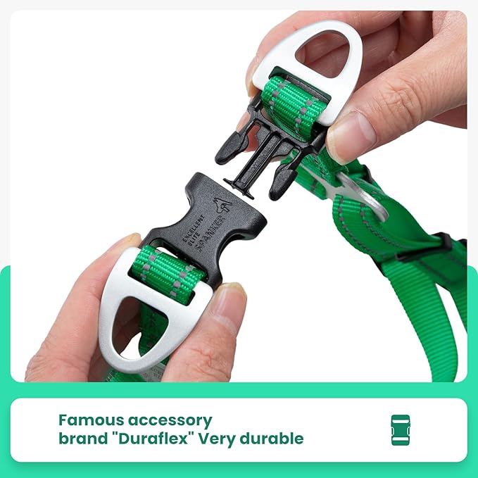 EXCELLENT ELITE SPANKER No Pull Dog Harness Adjustable Nylon Step-in Easy Pet Vest Chest Strap with Reflective and Leash Ring for Small Medium Large Breed Dogs Training Walking(Green-S)