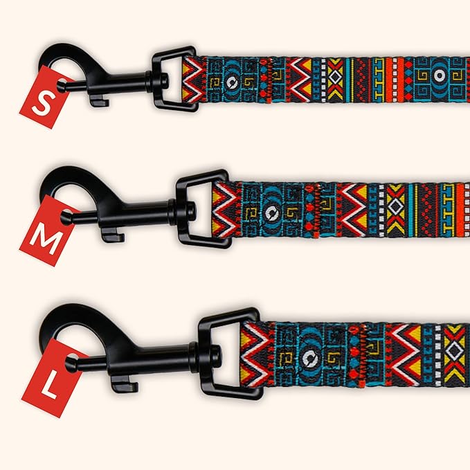 CollarDirect Aztec Dog Leash Nylon Tribal Pattern Cat Pet Leashes for Small Medium Large Dogs Puppy Lead 5 FT Long for Walking (Ethnic Teal, S, New)