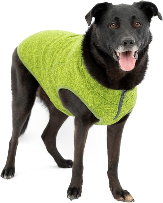 Kurgo Core Dog Sweater, Knit Dog Sweater With Fleece Lining, Cold Weather Pet Jacket, Zipper Opening for Harness, Adjustable Neck, Year-Round Sweater for Large Dogs (Heather Green, Large)
