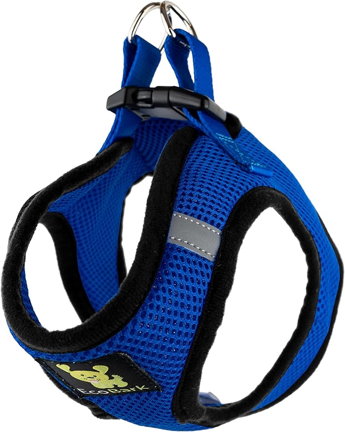 EcoBark Step in Dog Harness - Eco-Friendly Dog Harnesses for Small and Medium Breed Dogs - Reflective and Adjustable Mini Body Halter Vest -Soft Mesh Toy Breed Harness (Royal Blue, Medium)